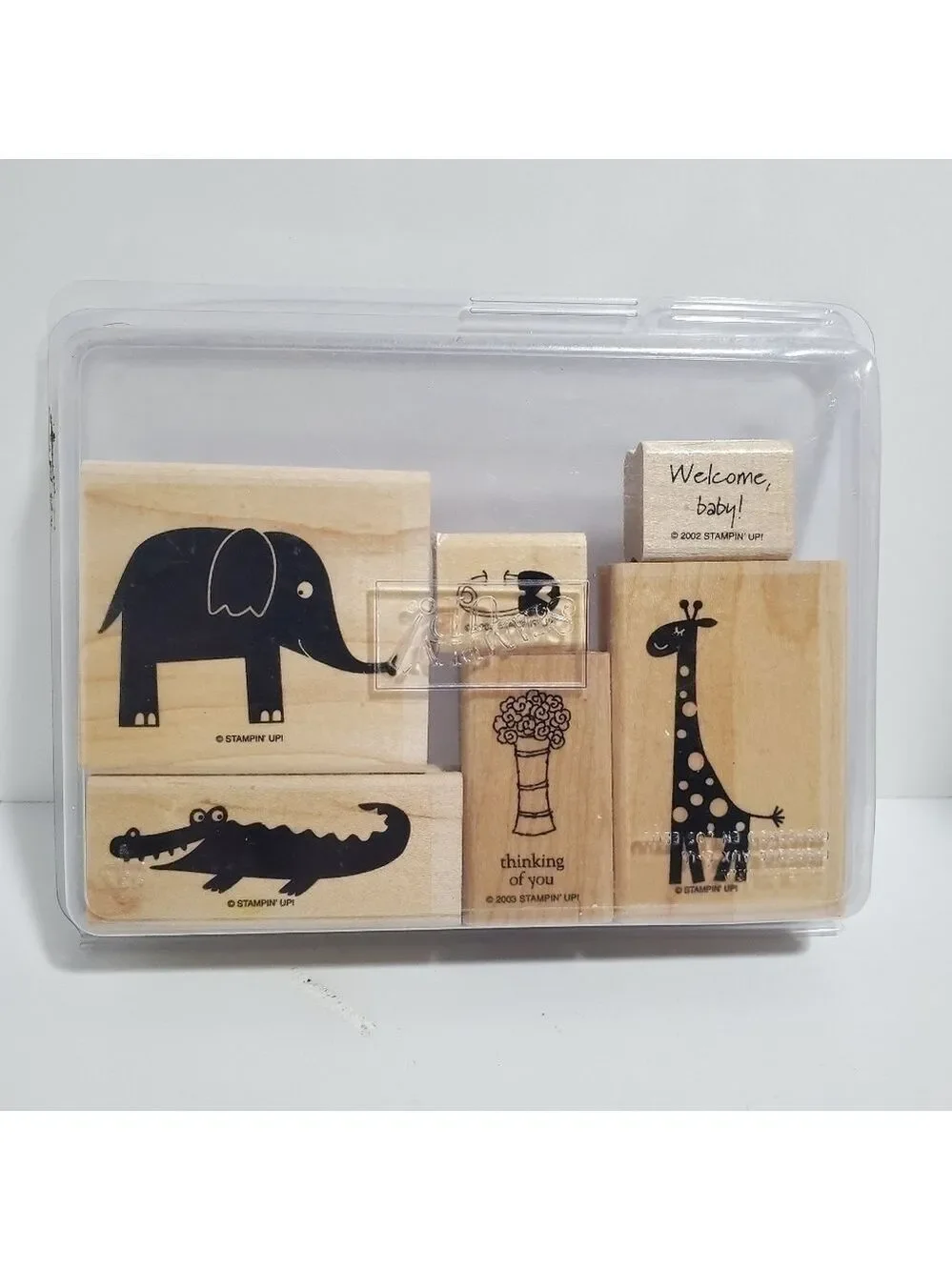 Stampin up set 6 assorted stamps animal baby floral shower card making scrapbook